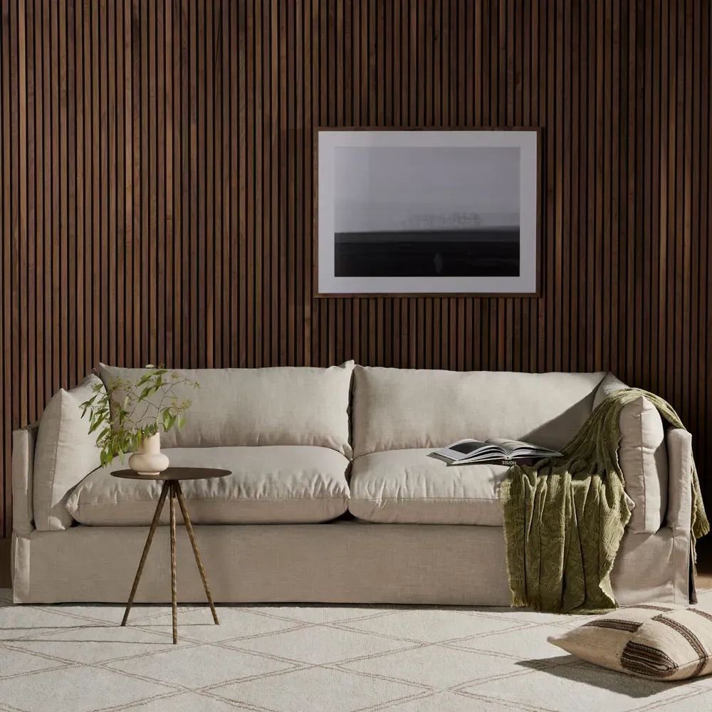 Alexa Large Slipcovered Sofa - Grey, Performance Fabric