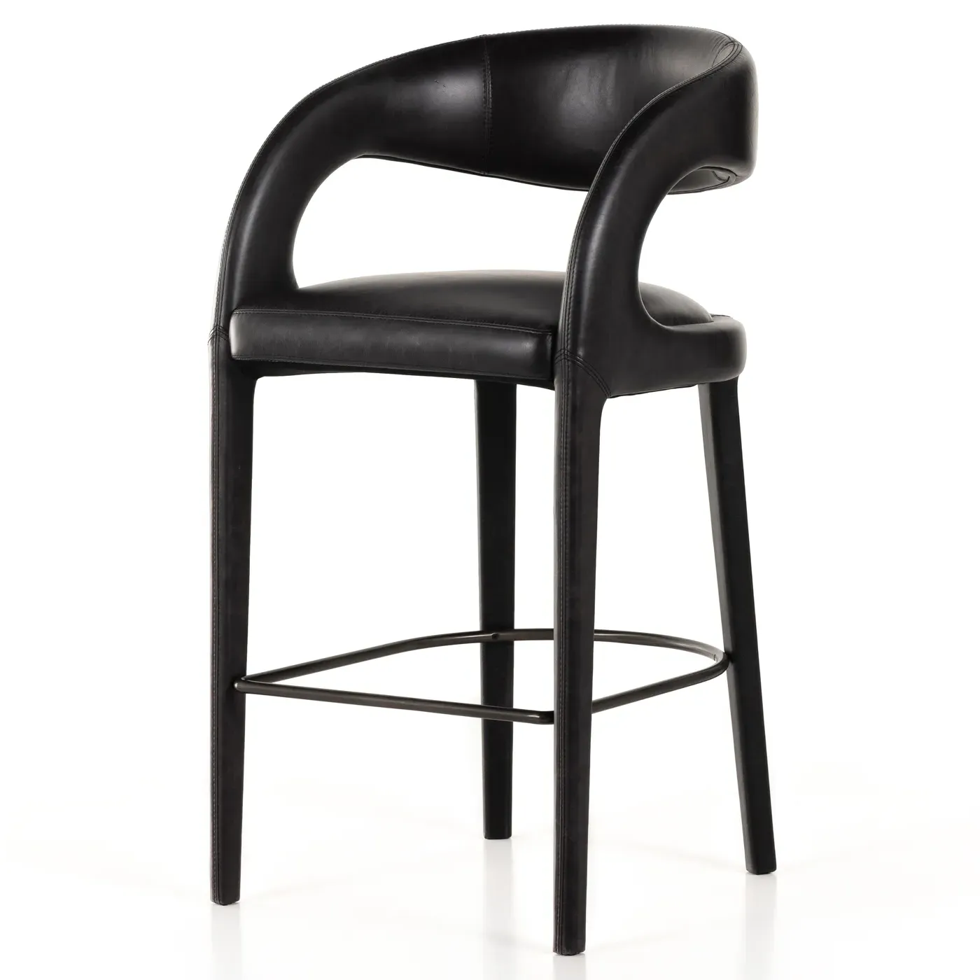 Alexander Bar Stool - Black, Leather