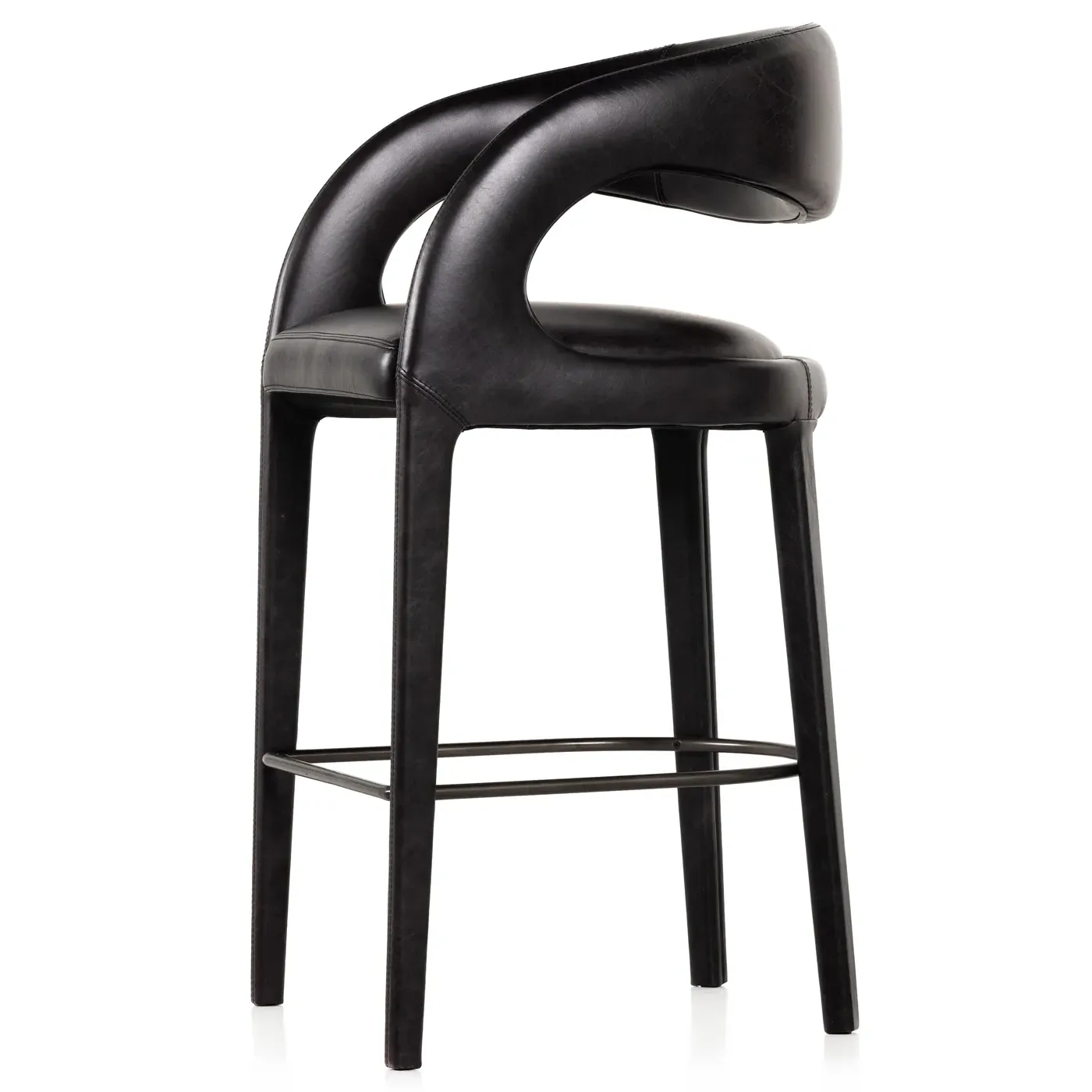 Alexander Bar Stool - Black, Leather