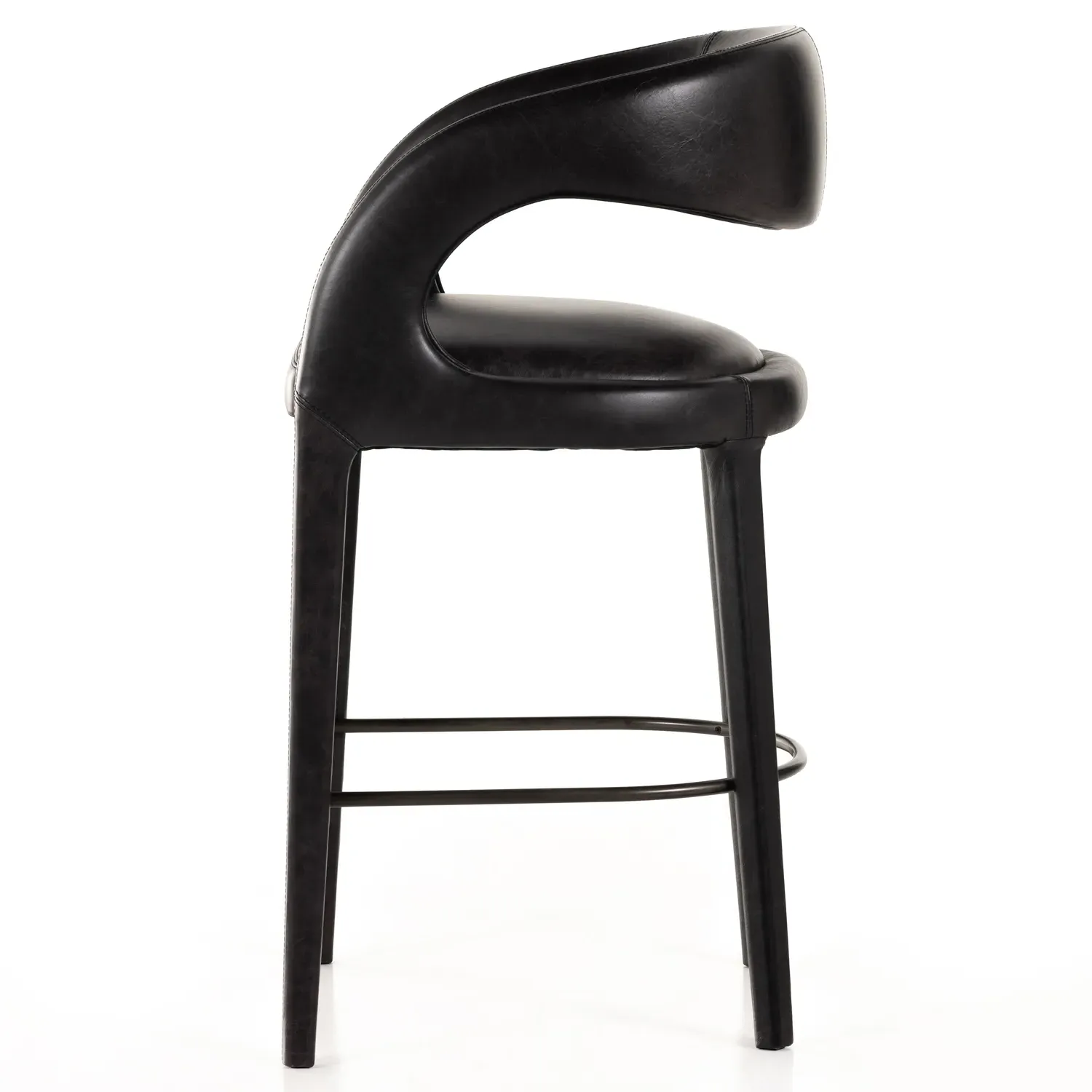 Alexander Bar Stool - Black, Leather