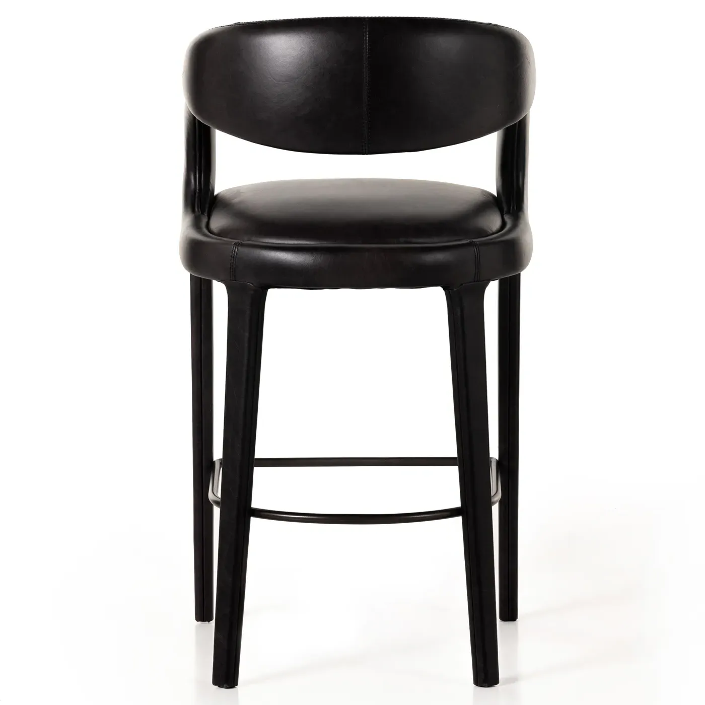 Alexander Bar Stool - Black, Leather