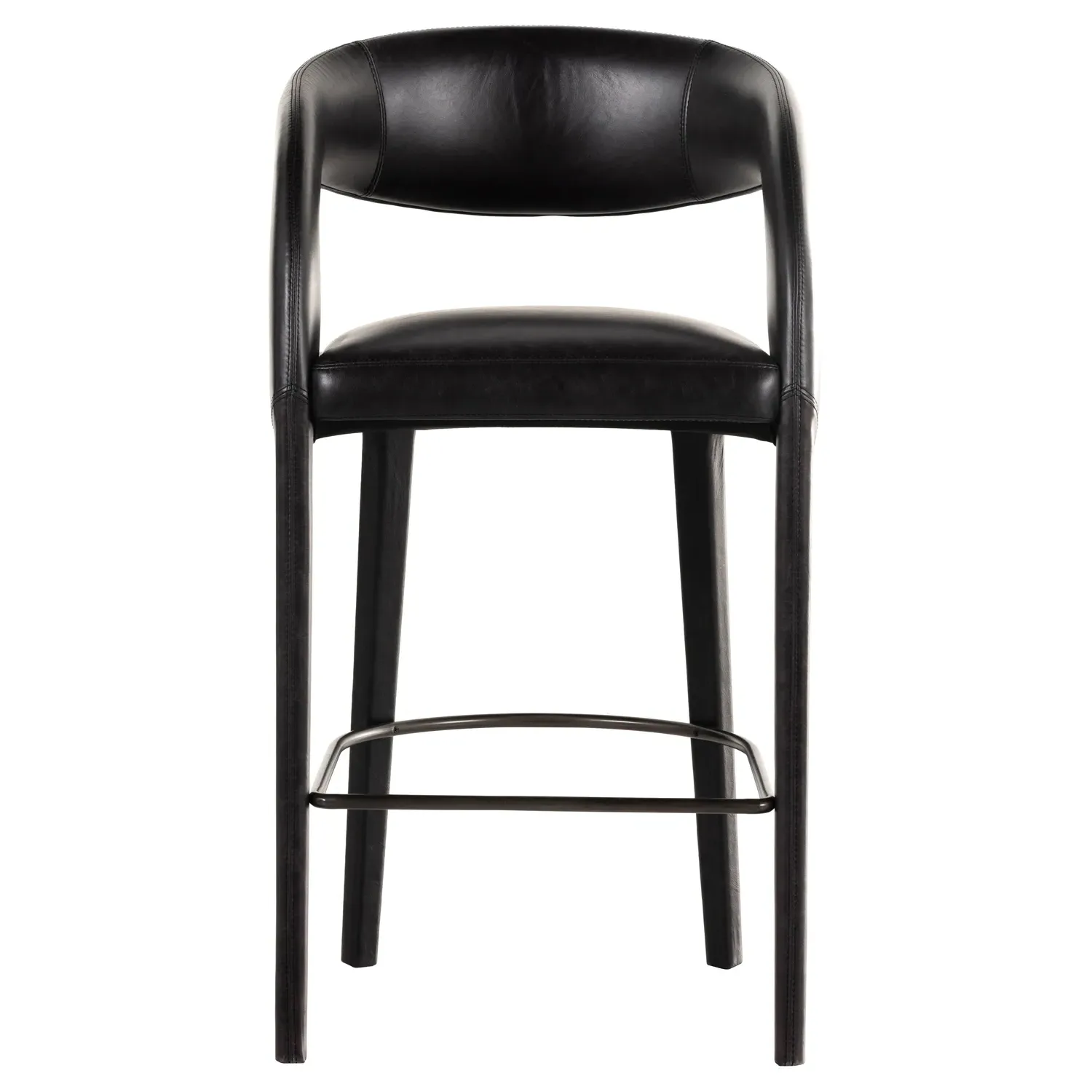 Alexander Bar Stool - Black, Leather