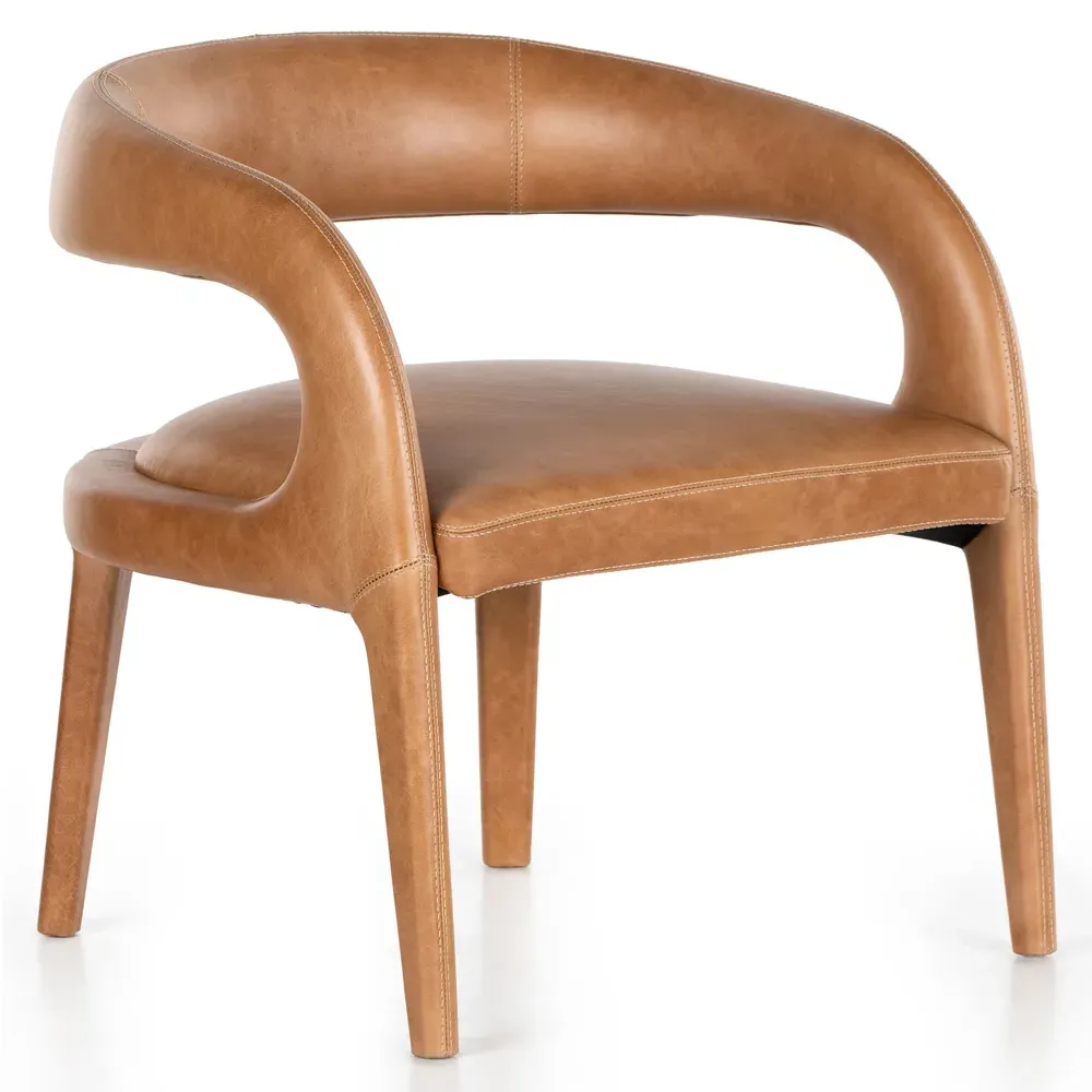 Alexander Barrel Chair - Brown, Leather