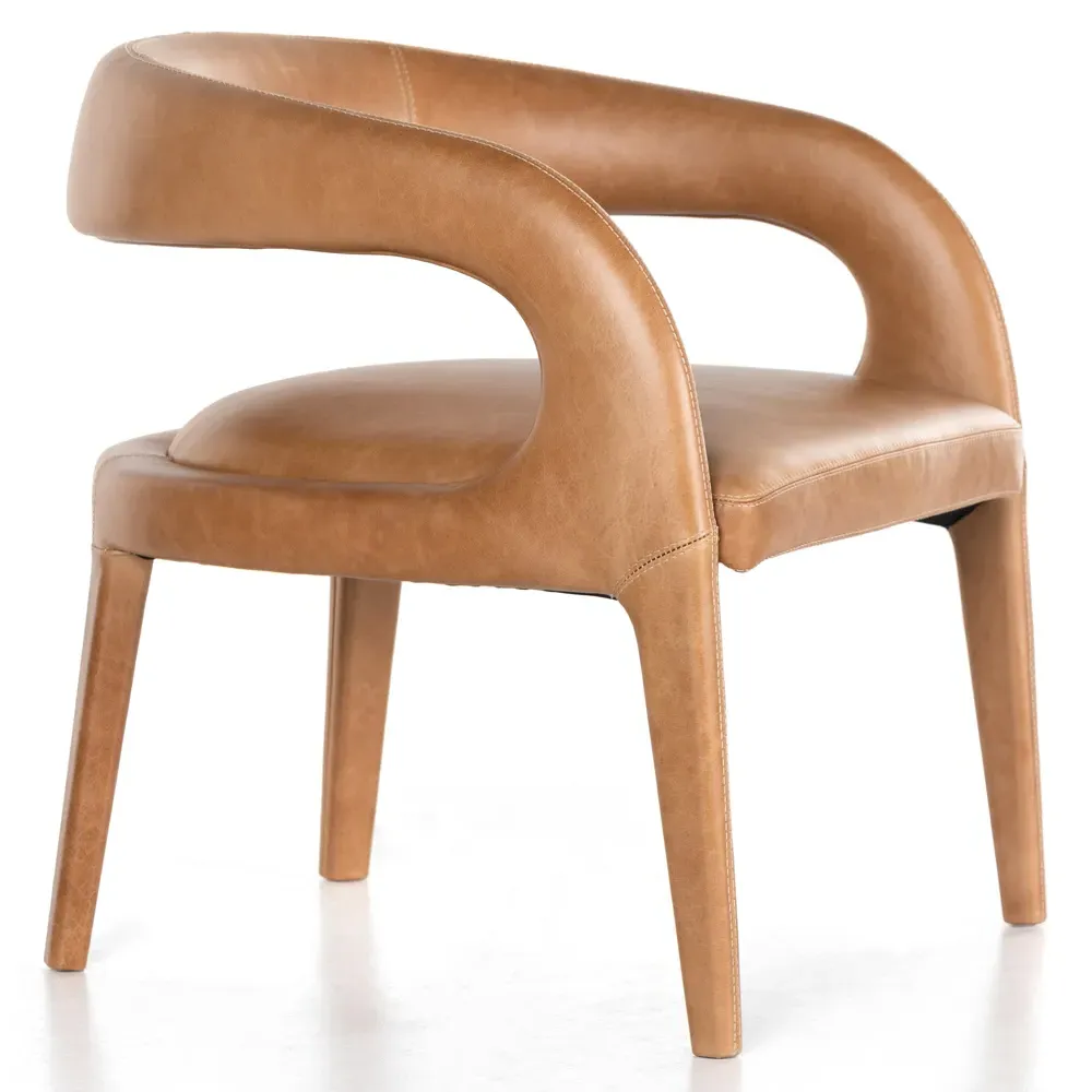Alexander Barrel Chair - Brown, Leather