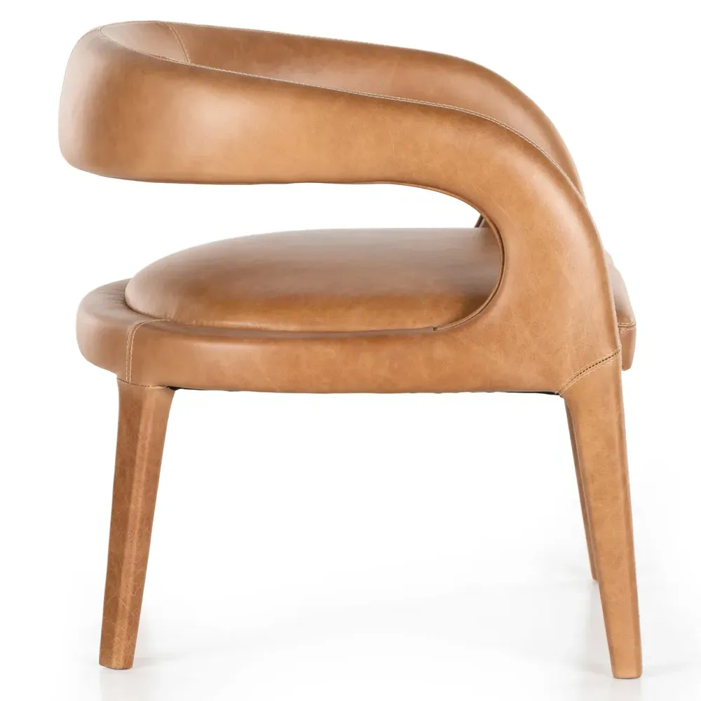 Alexander Barrel Chair - Brown, Leather