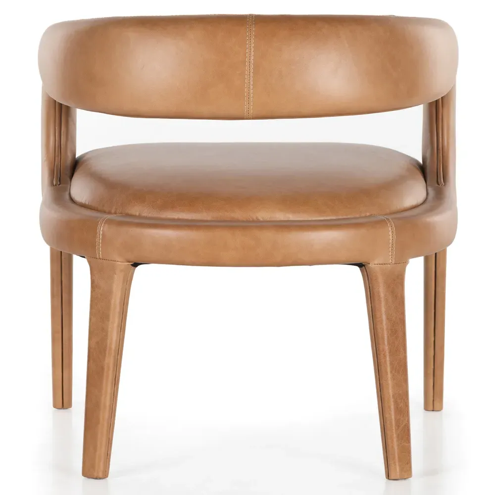 Alexander Barrel Chair - Brown, Leather