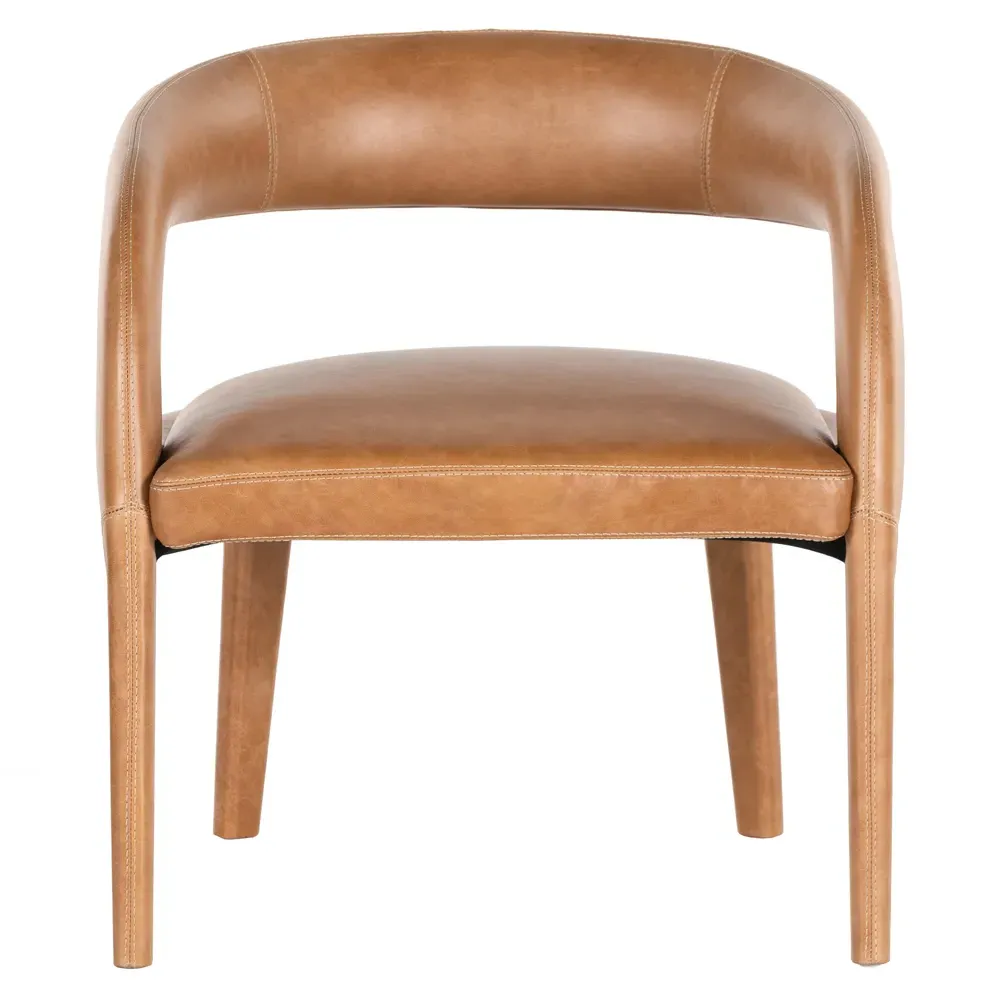 Alexander Barrel Chair - Brown, Leather