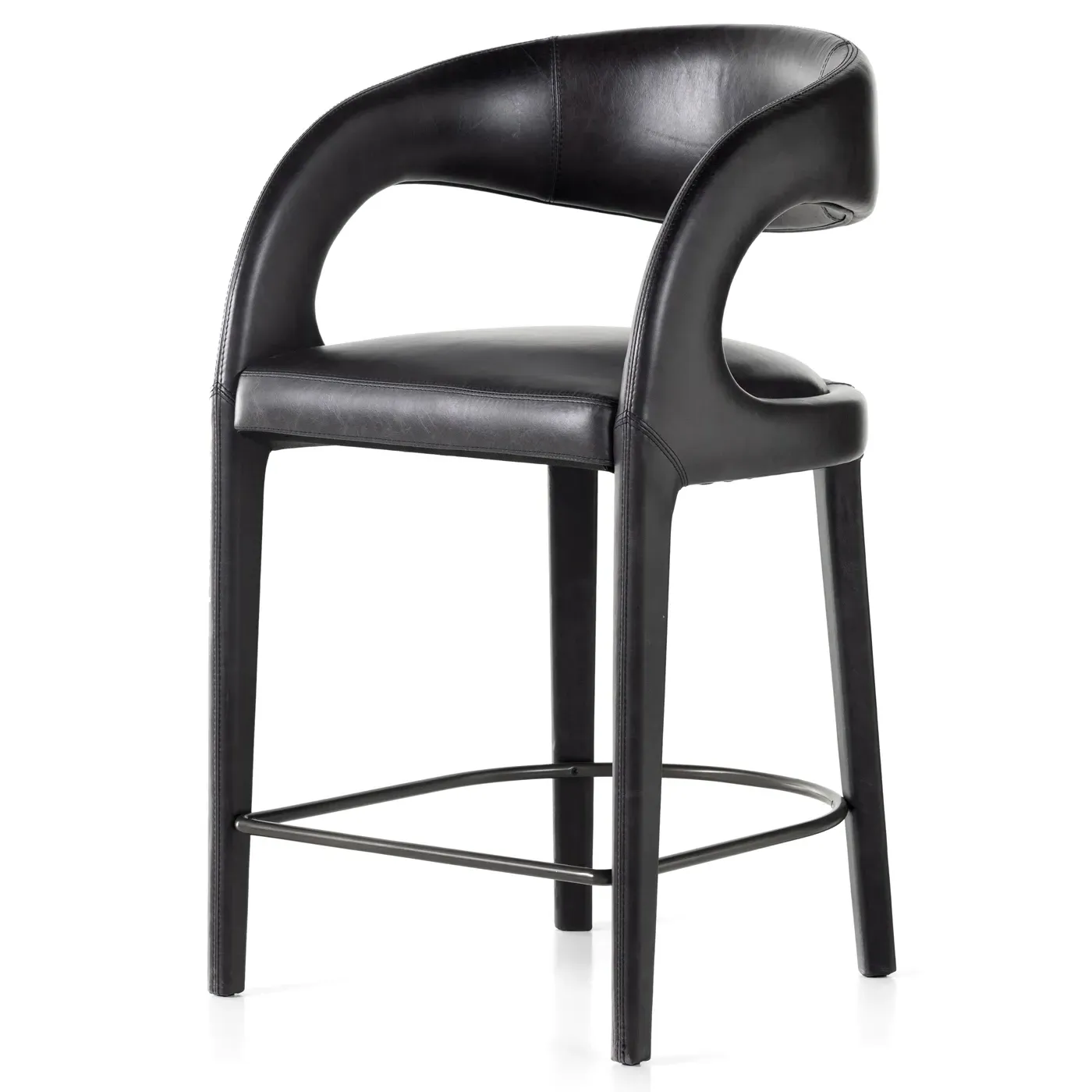 Alexander Counter Stool - Black, Leather