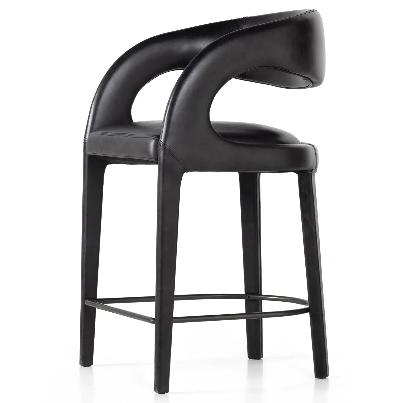 Alexander Counter Stool - Black, Leather