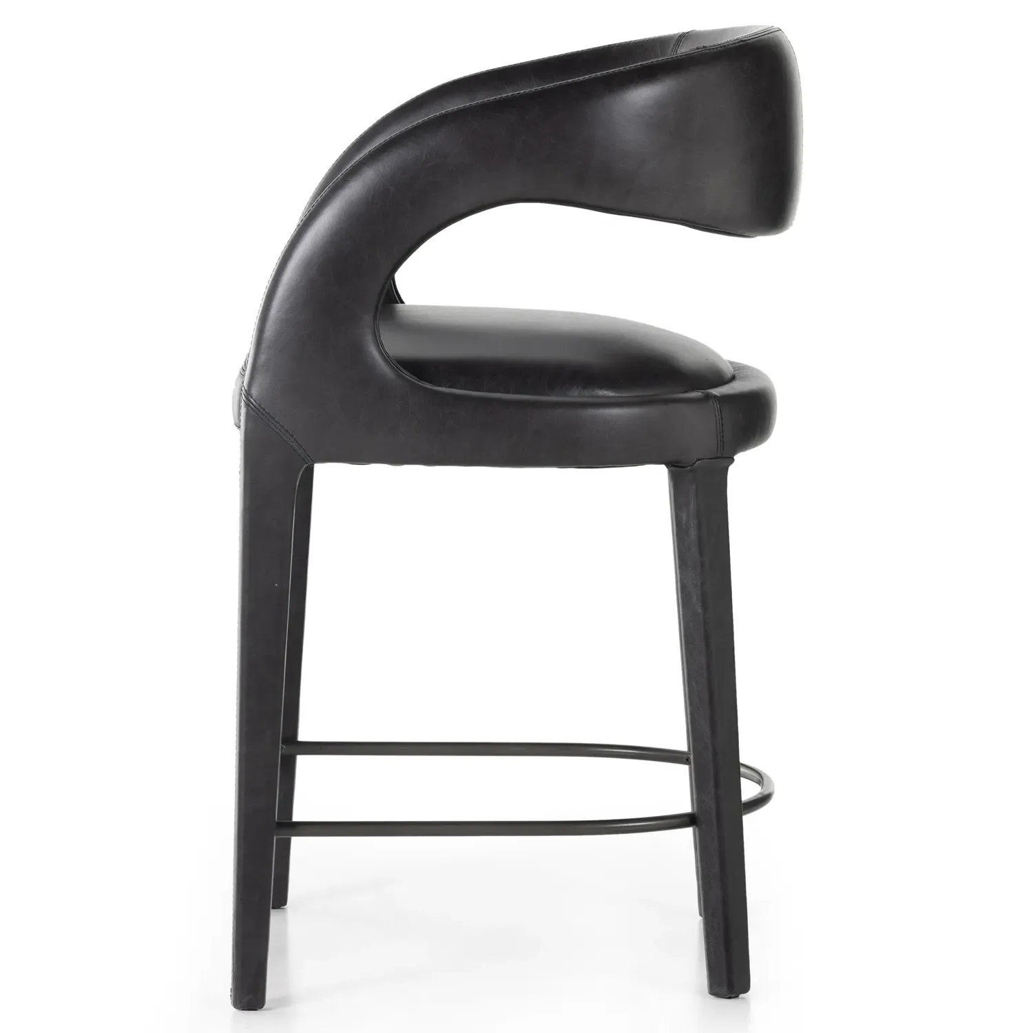 Alexander Counter Stool - Black, Leather