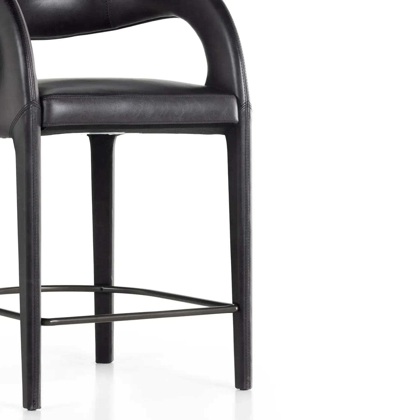 Alexander Counter Stool - Black, Leather