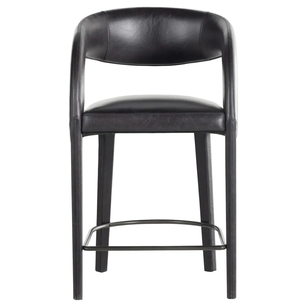 Alexander Counter Stool - Black, Leather