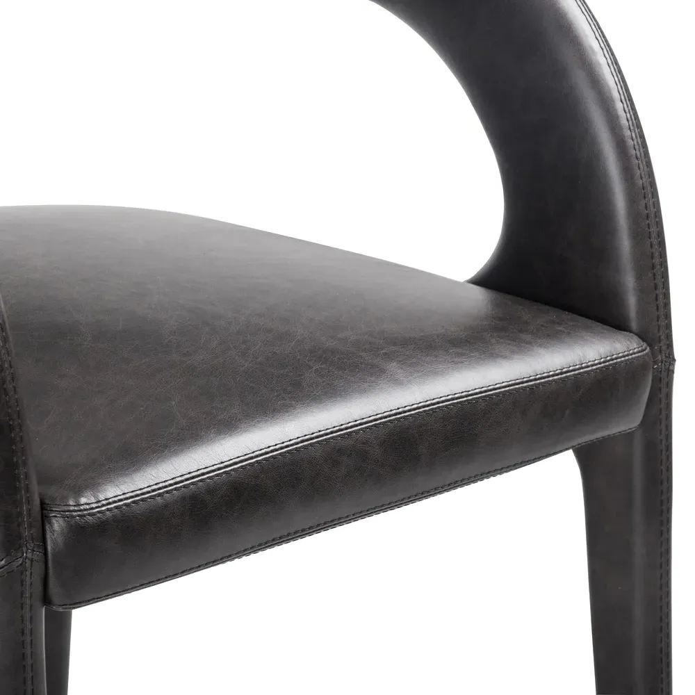Alexander Dining Arm Chair - Black, Leather