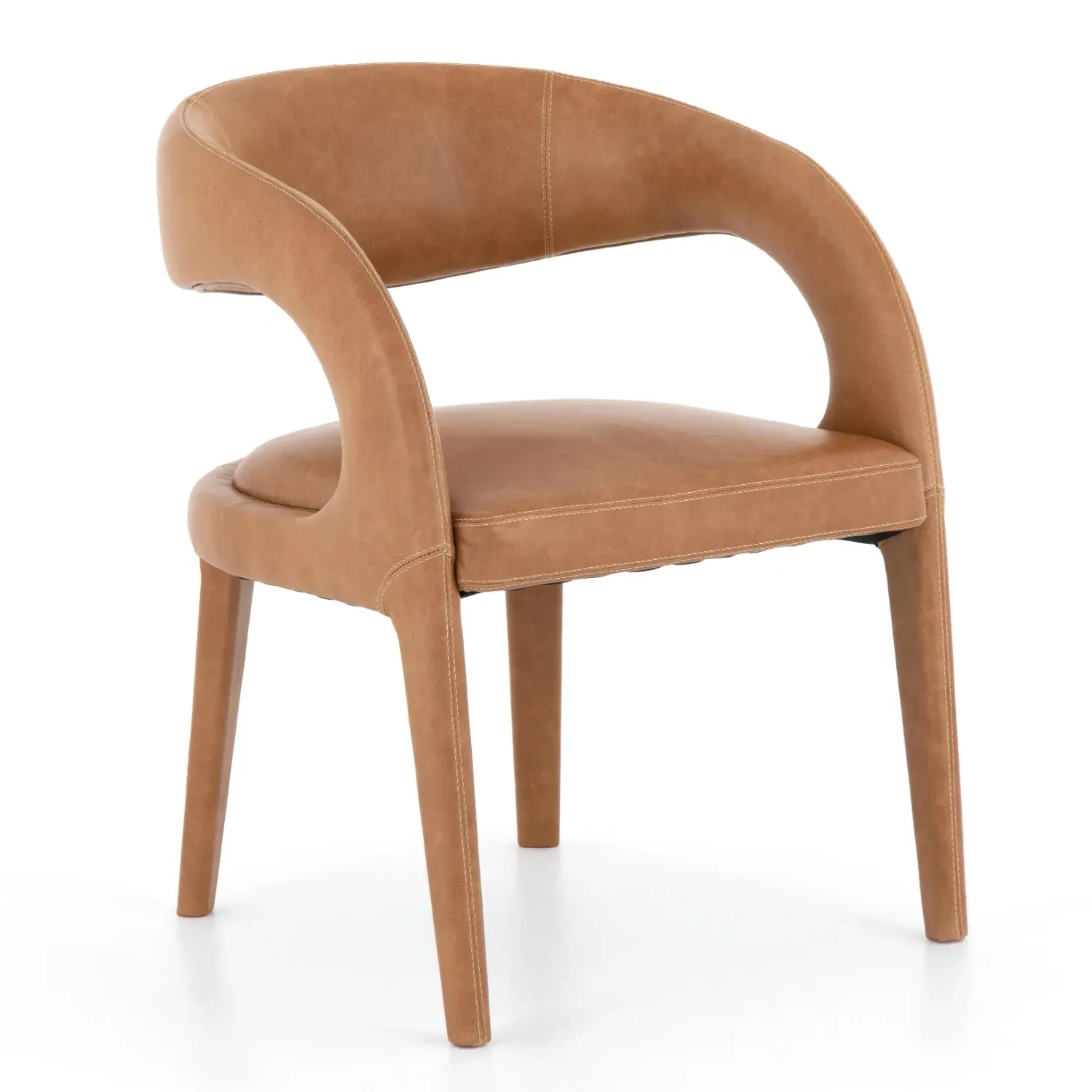 Alexander Dining Arm Chair - Brown, Leather