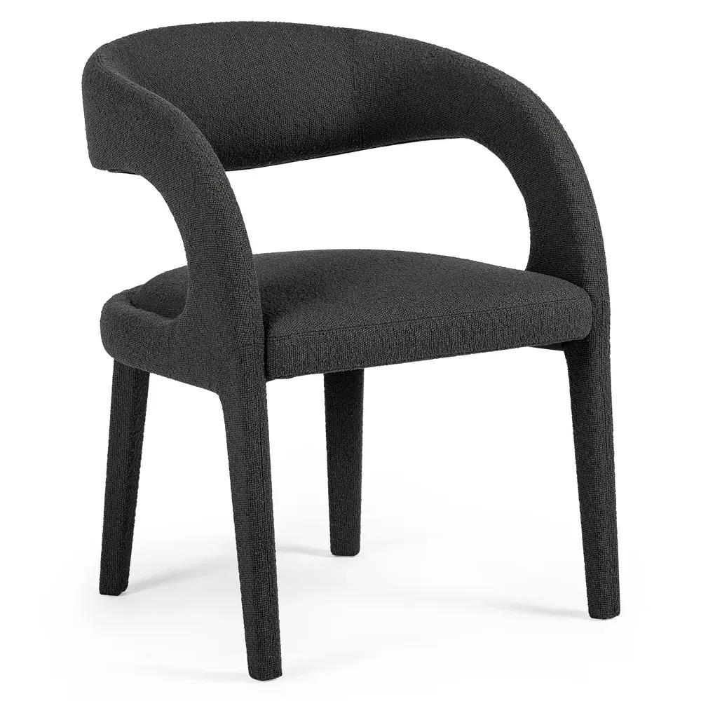 Alexander Dining Arm Chair - Charcoal, Boucle
