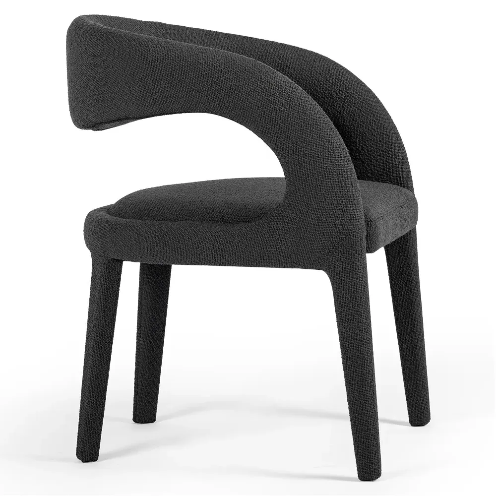 Alexander Dining Arm Chair - Charcoal, Boucle