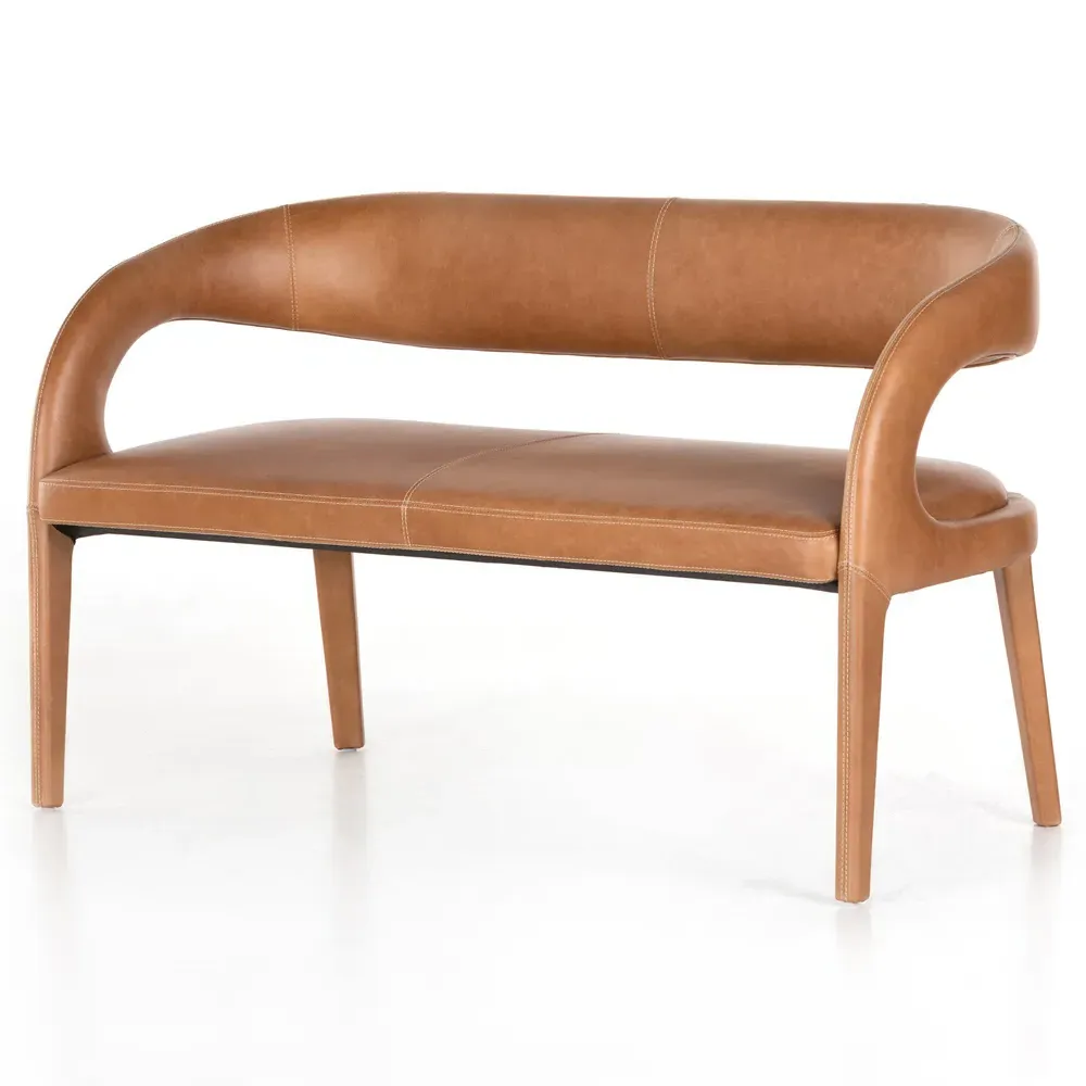 Alexander Upholstered Dining Bench - Brown, Leather