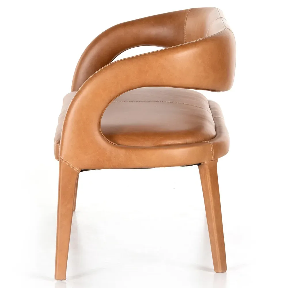 Alexander Upholstered Dining Bench - Brown, Leather