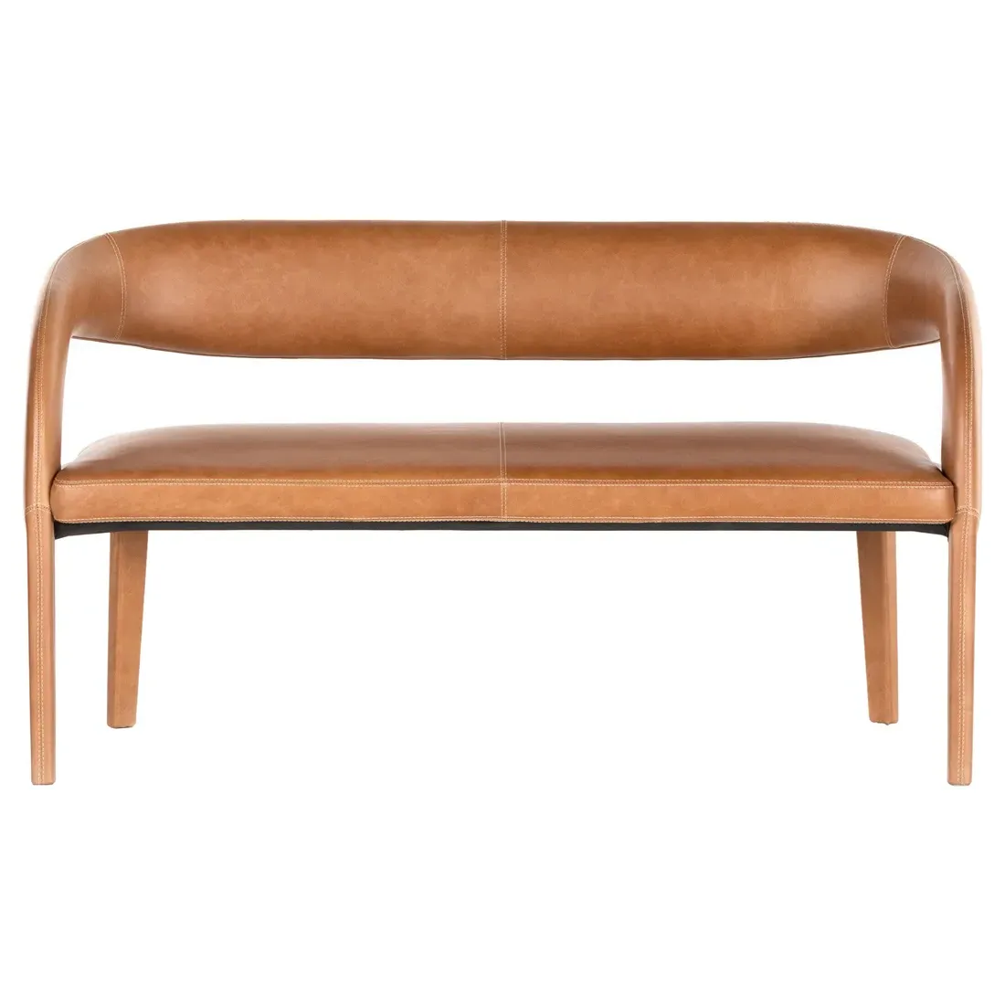 Alexander Upholstered Dining Bench - Brown, Leather image