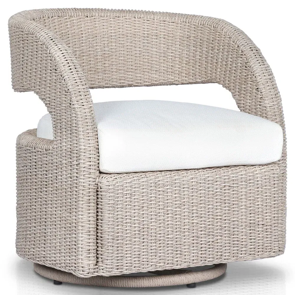 Alexander Wicker Outdoor Swivel Arm Chair - Beige