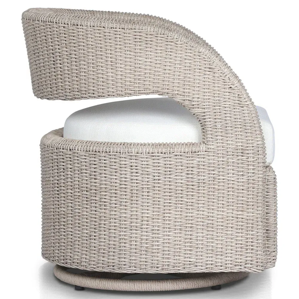 Alexander Wicker Outdoor Swivel Arm Chair - Beige