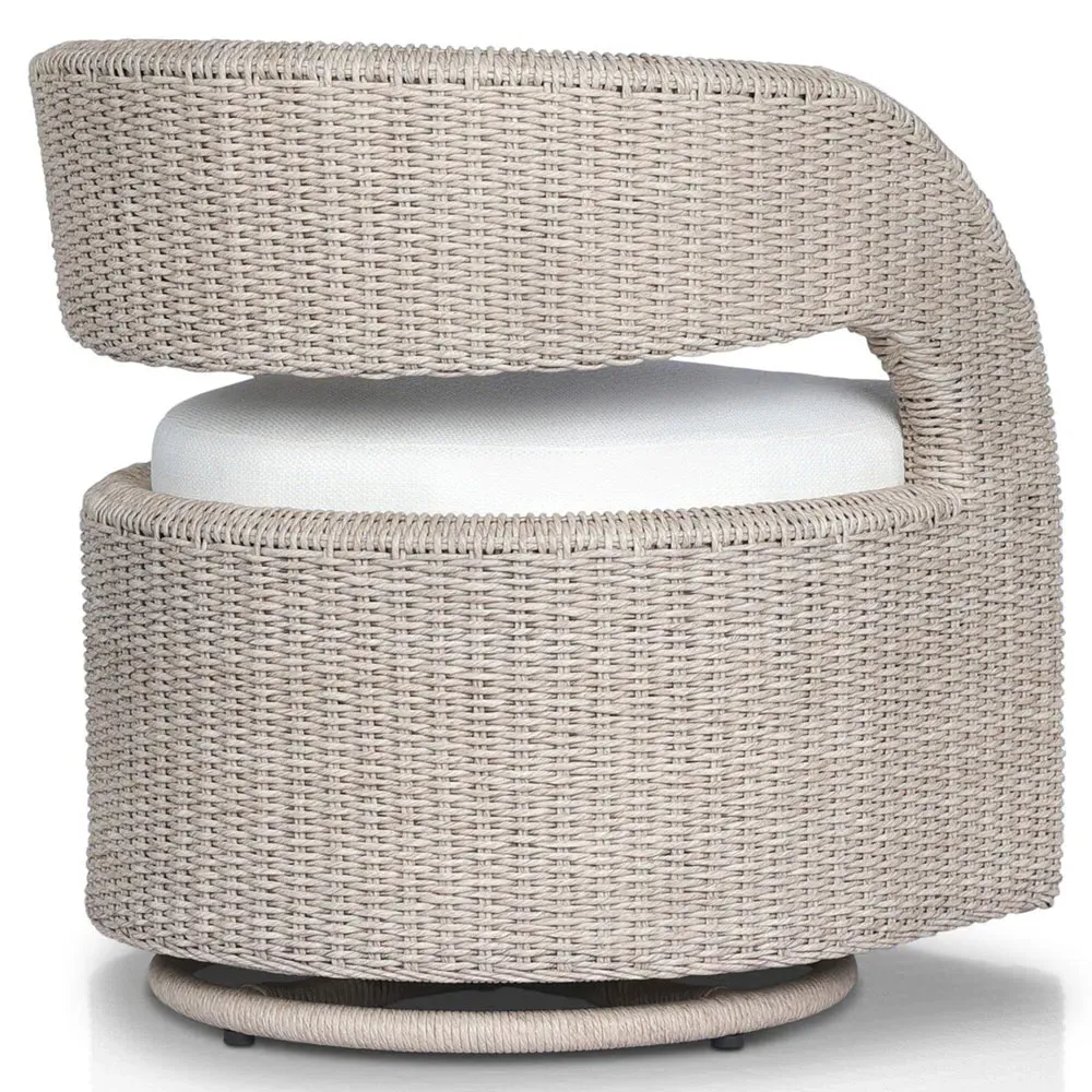 Alexander Wicker Outdoor Swivel Arm Chair - Beige