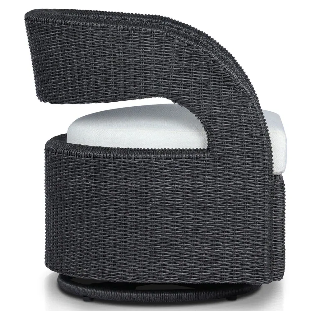 Alexander Wicker Outdoor Swivel Arm Chair - Black