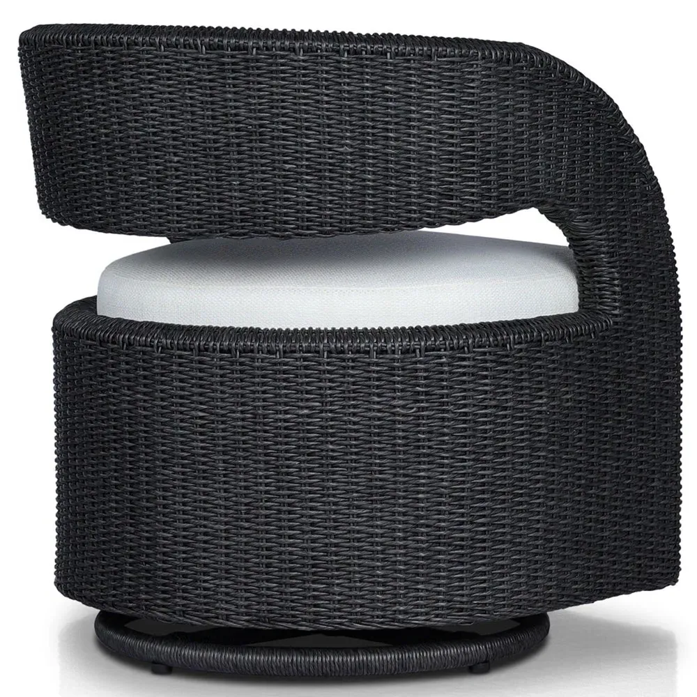 Alexander Wicker Outdoor Swivel Arm Chair - Black