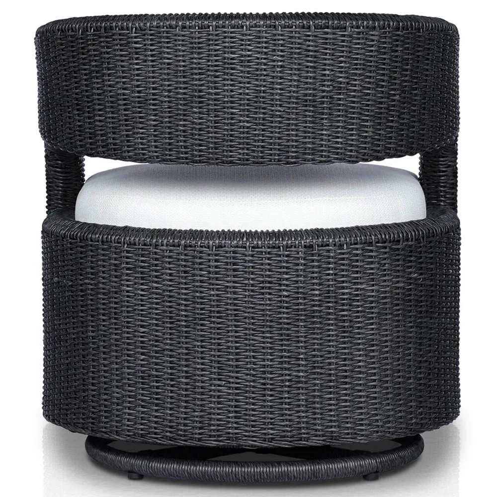 Alexander Wicker Outdoor Swivel Arm Chair - Black