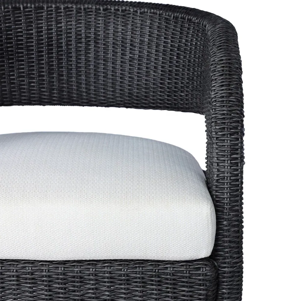 Alexander Wicker Outdoor Swivel Arm Chair - Black
