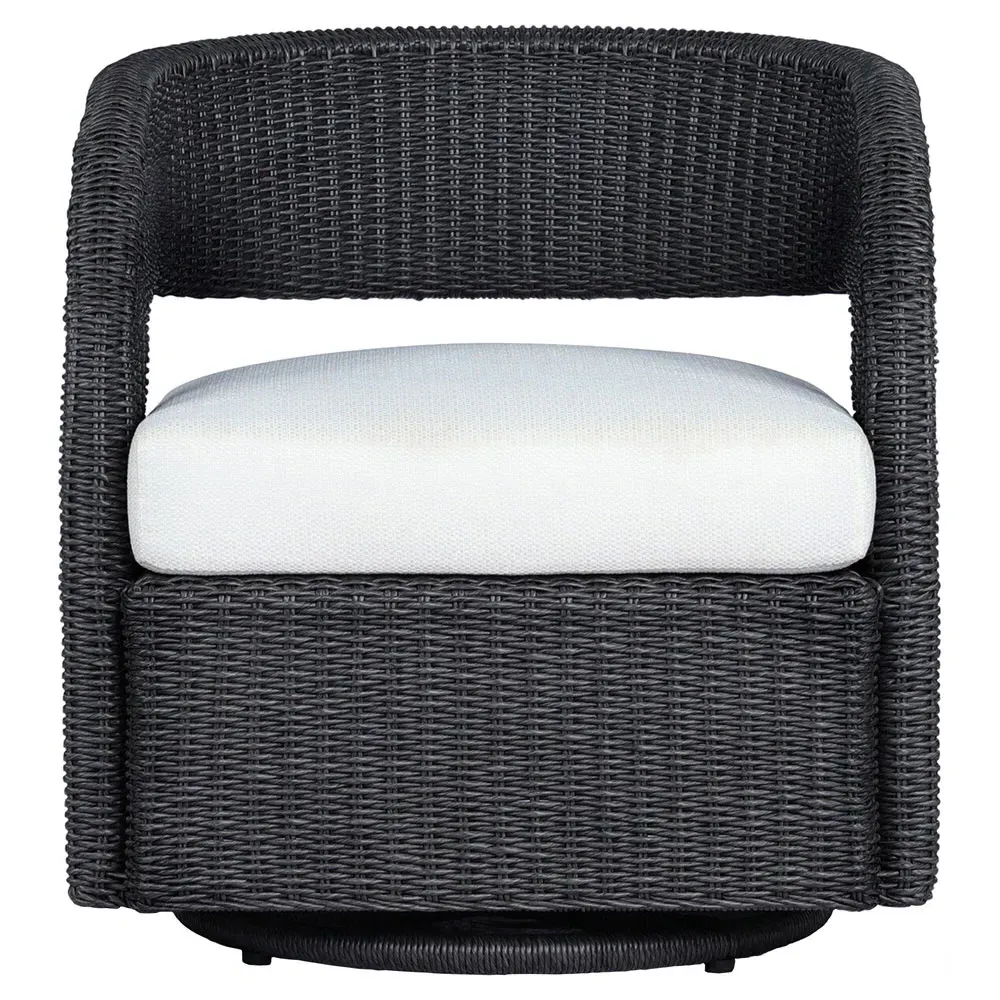 Alexander Wicker Outdoor Swivel Arm Chair - Black