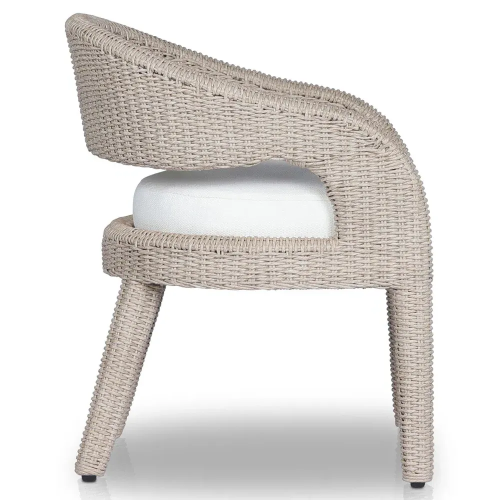 Alexander Woven Outdoor Dining Arm Chair - Beige, Aluminum