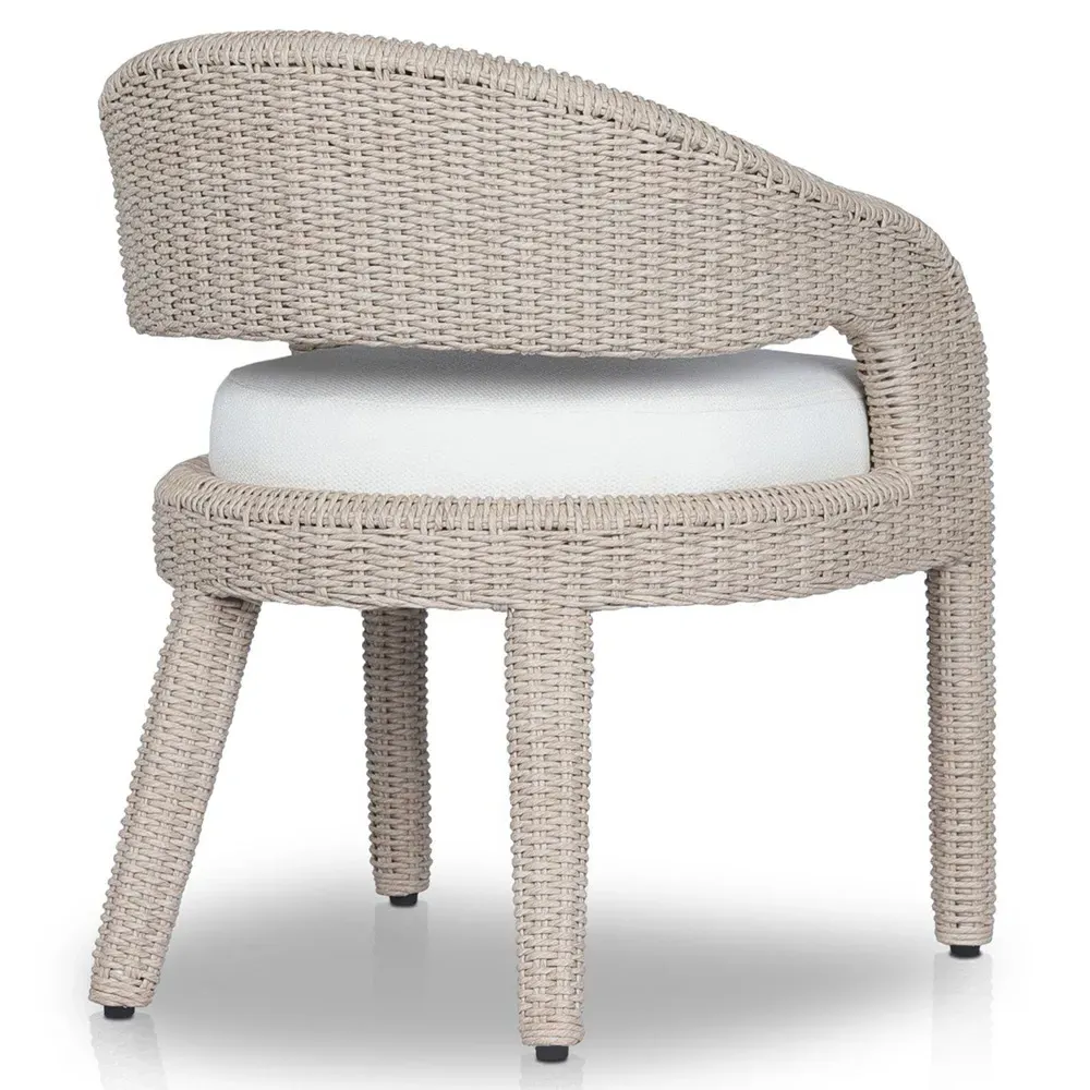 Alexander Woven Outdoor Dining Arm Chair - Beige, Aluminum