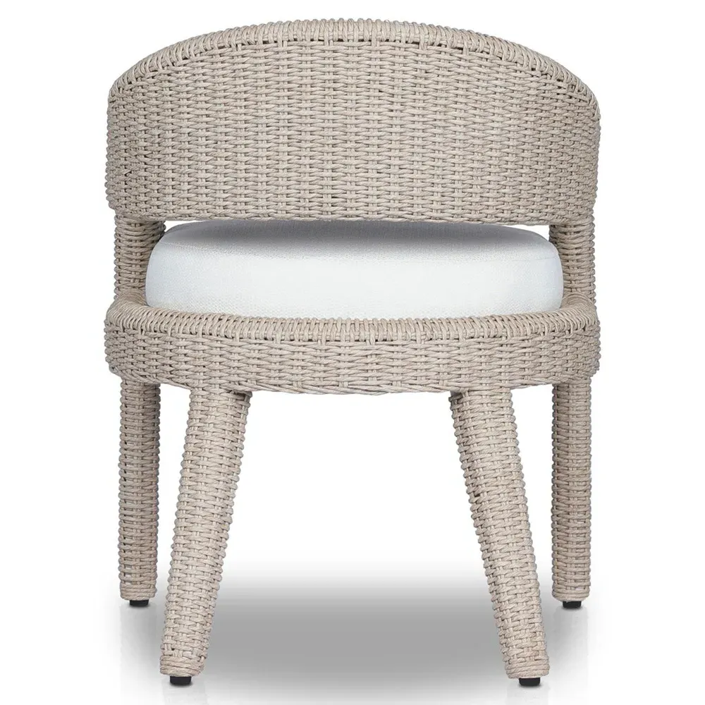 Alexander Woven Outdoor Dining Arm Chair - Beige, Aluminum