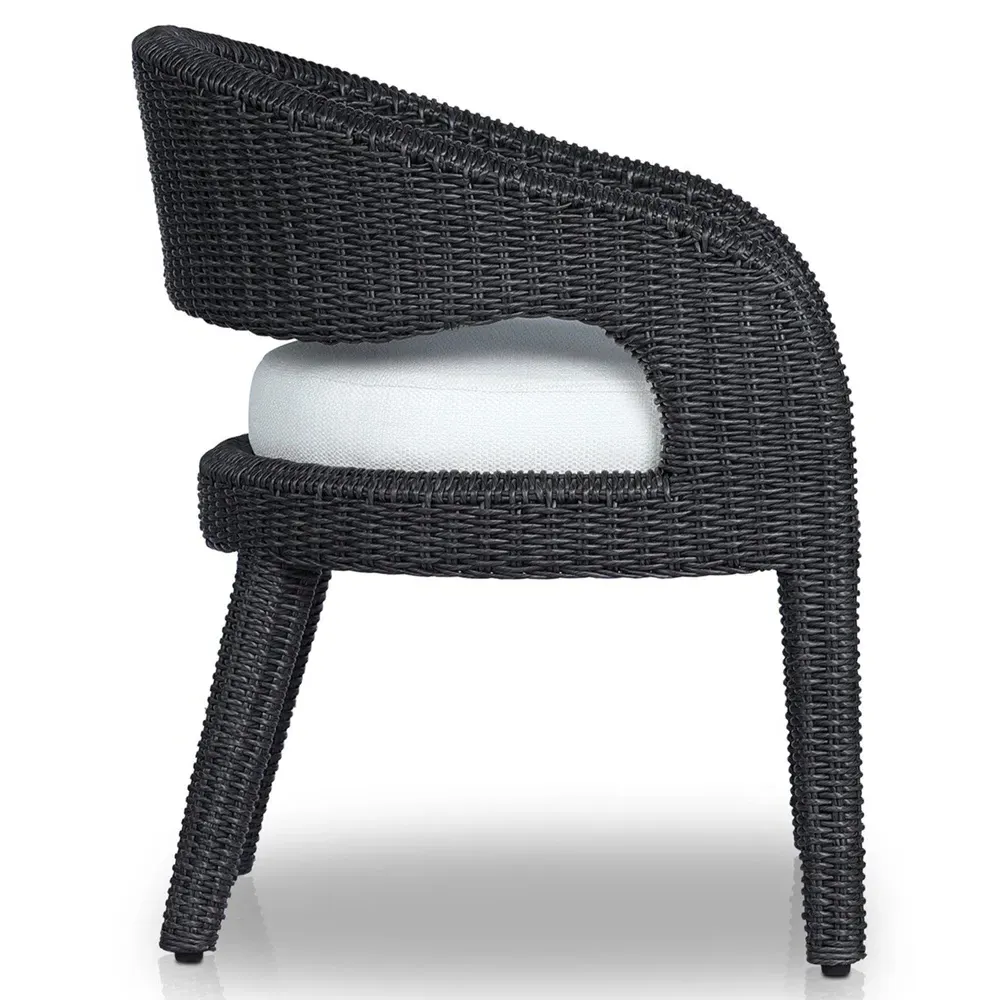Alexander Woven Outdoor Dining Arm Chair - Black, Aluminum