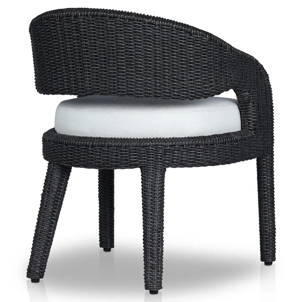 Alexander Woven Outdoor Dining Arm Chair - Black, Aluminum