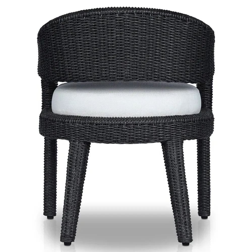 Alexander Woven Outdoor Dining Arm Chair - Black, Aluminum