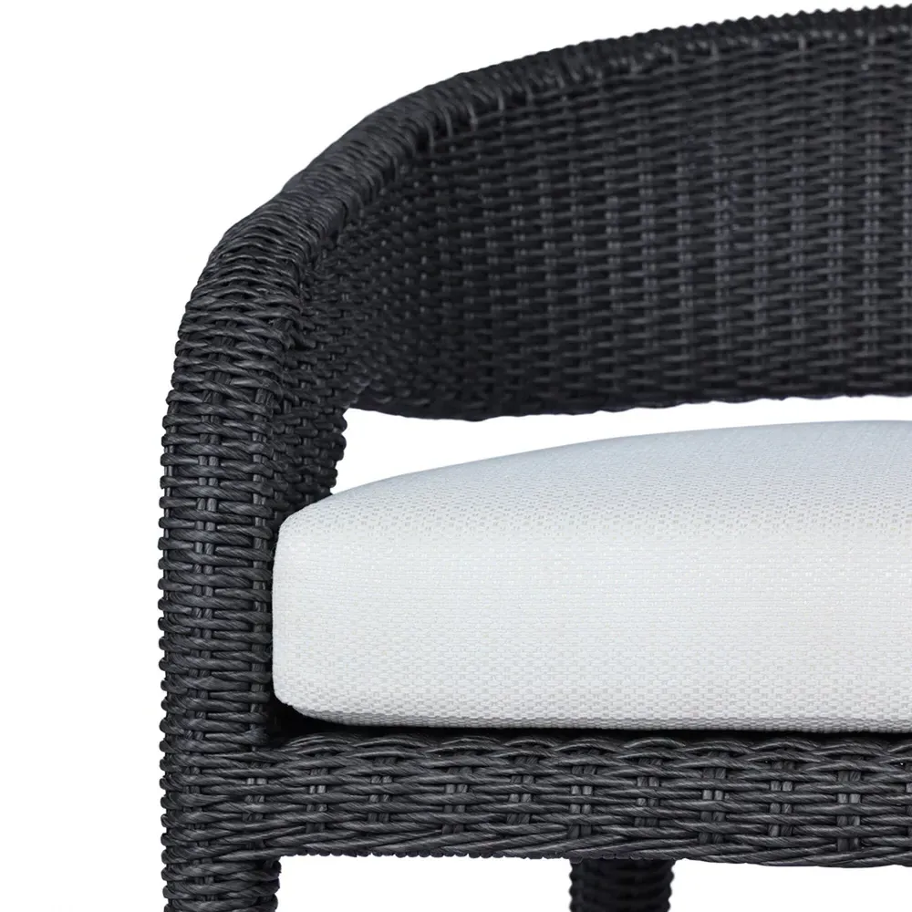 Alexander Woven Outdoor Dining Arm Chair - Black, Aluminum