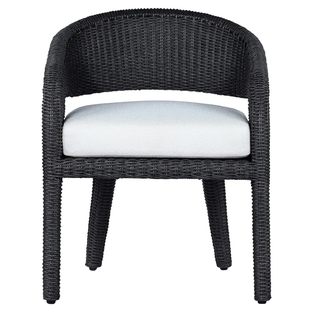 Alexander Woven Outdoor Dining Arm Chair - Black, Aluminum
