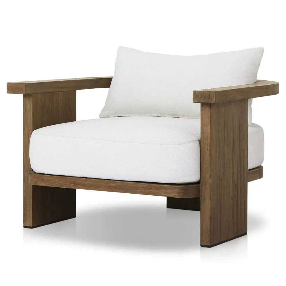 Alexia Barrel Outdoor Arm Chair - Cream, Teak