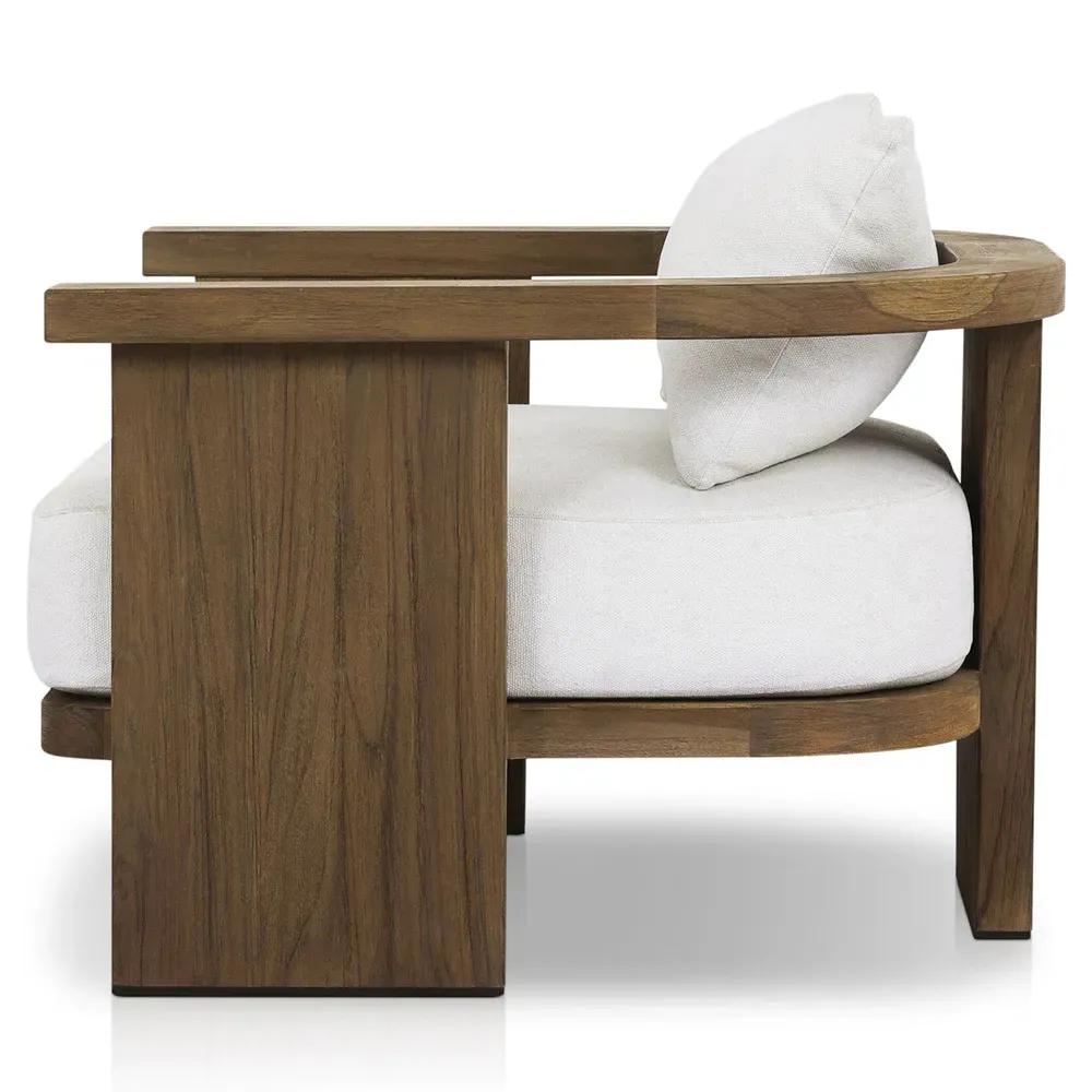 Alexia Barrel Outdoor Arm Chair - Cream, Teak