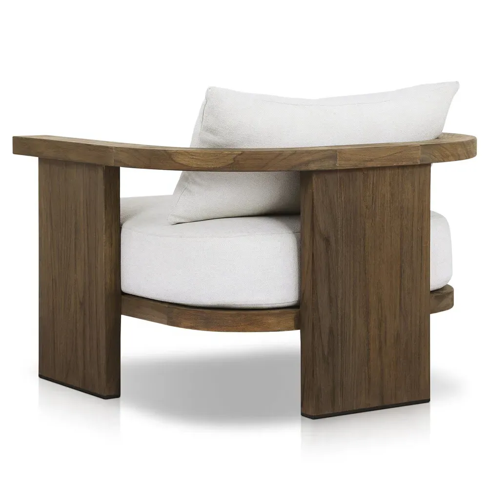 Alexia Barrel Outdoor Arm Chair - Cream, Teak