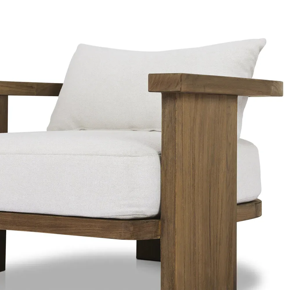 Alexia Barrel Outdoor Arm Chair - Cream, Teak