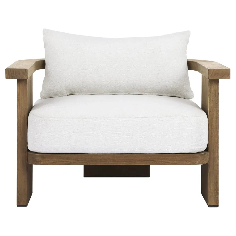 Alexia Barrel Outdoor Arm Chair - Cream, Teak