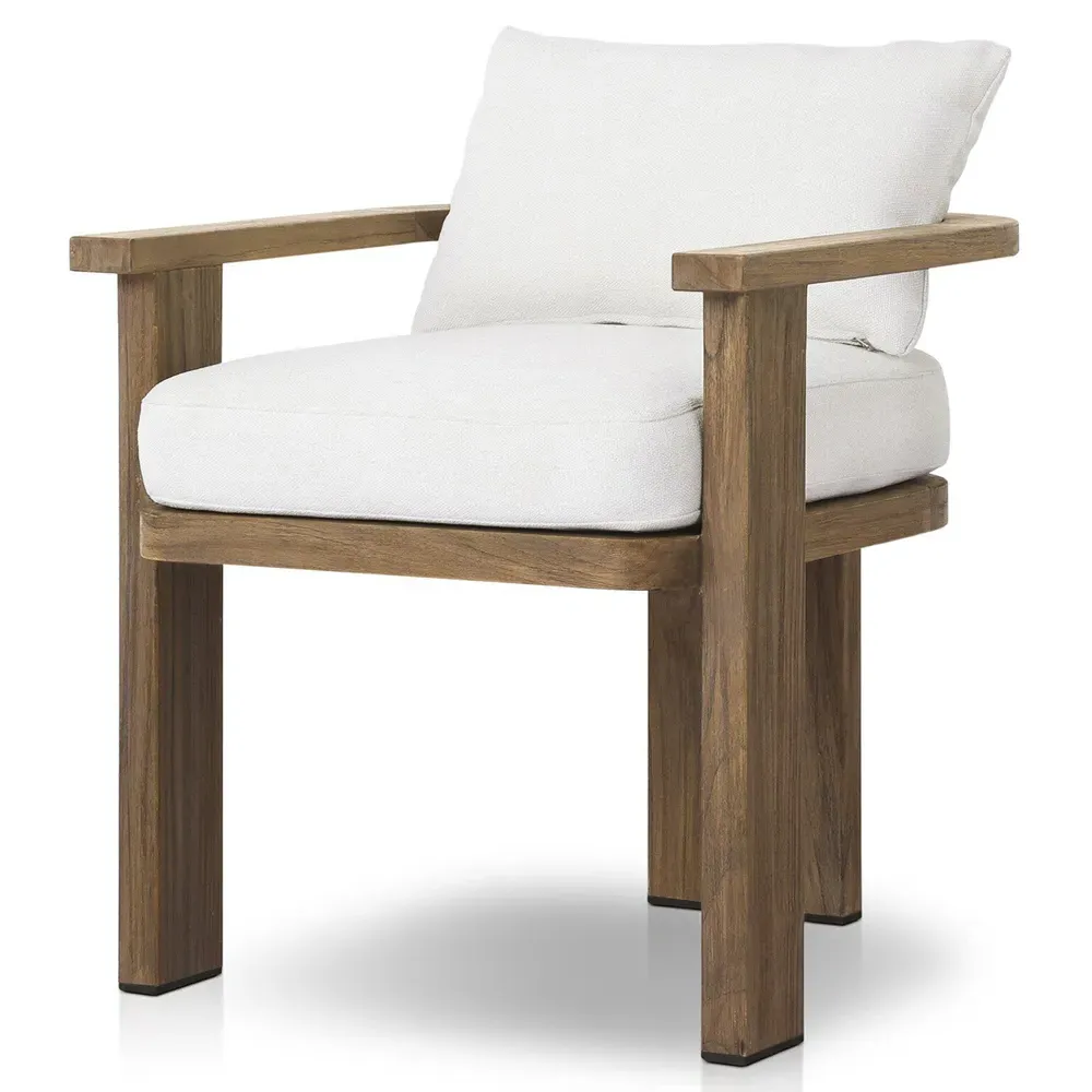 Alexia Outdoor Dining Arm Chair - Cream, Teak