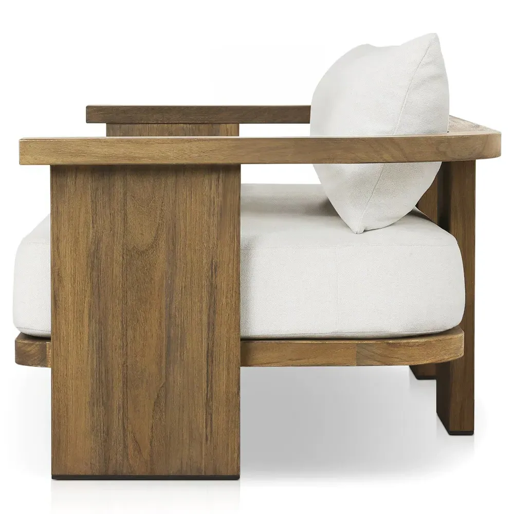 Alexia Outdoor Dining Sofa - Cream, Teak