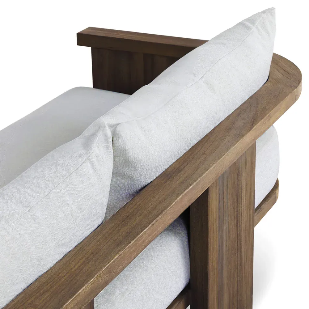 Alexia Outdoor Dining Sofa - Cream, Teak