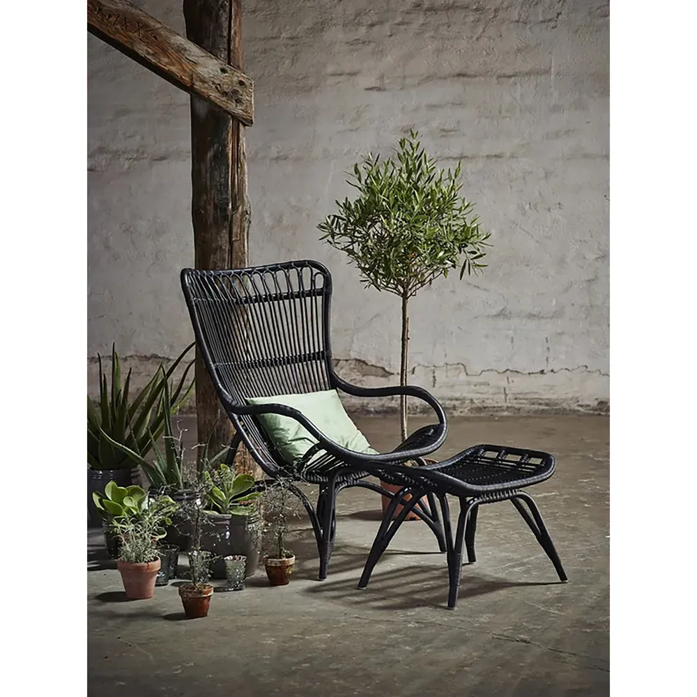 Alexis Coastal Beach Occasional Arm Chair - Black, Rattan