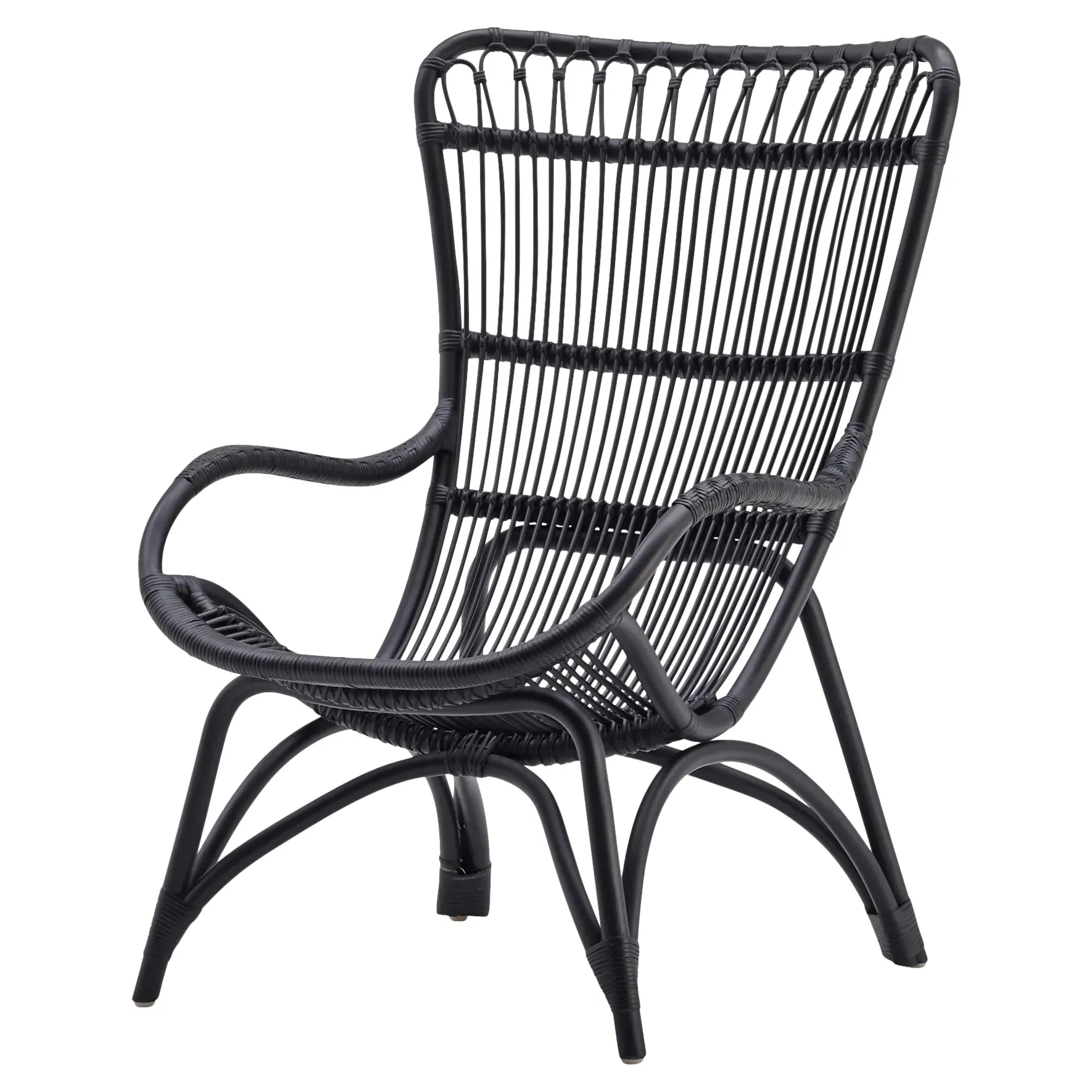 Alexis Coastal Beach Occasional Arm Chair - Black, Rattan image