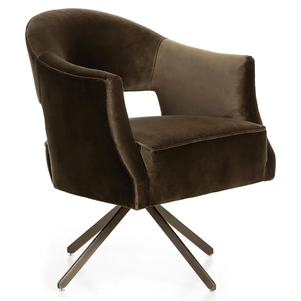 Alexis Swivel Desk Chair - Olive Green, Velvet